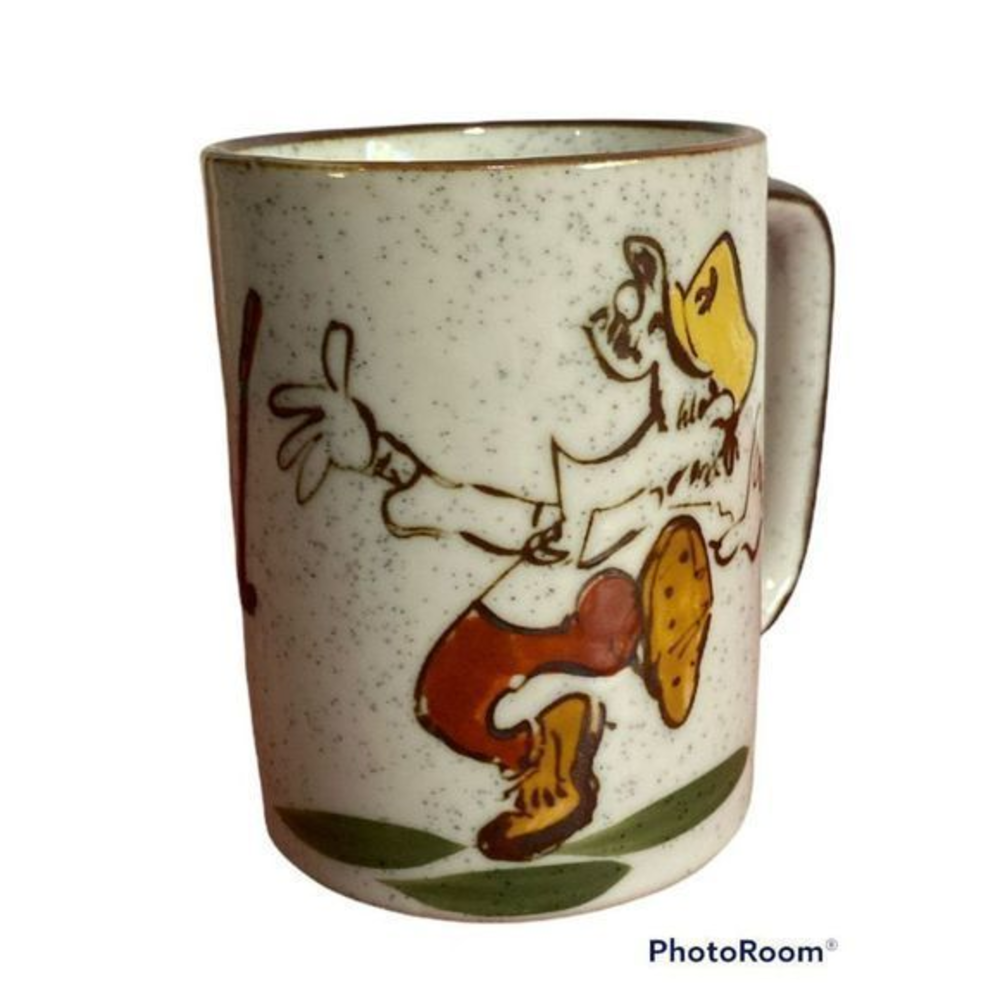 Vtg Golf Stoneware‎ themed coffee mug hole in one Golf Brown speckled